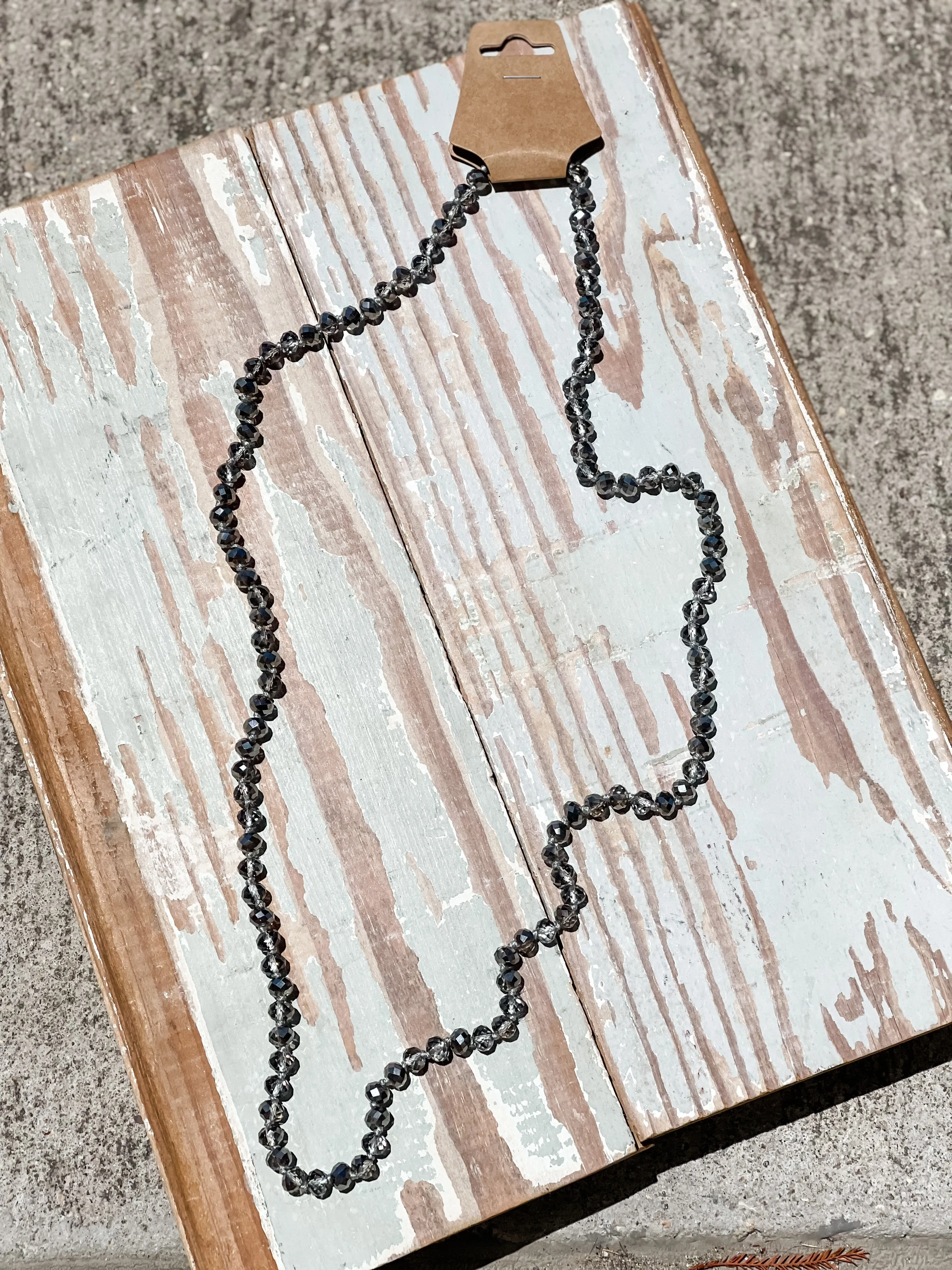 36" Bead Necklace || Charcoal Diamond