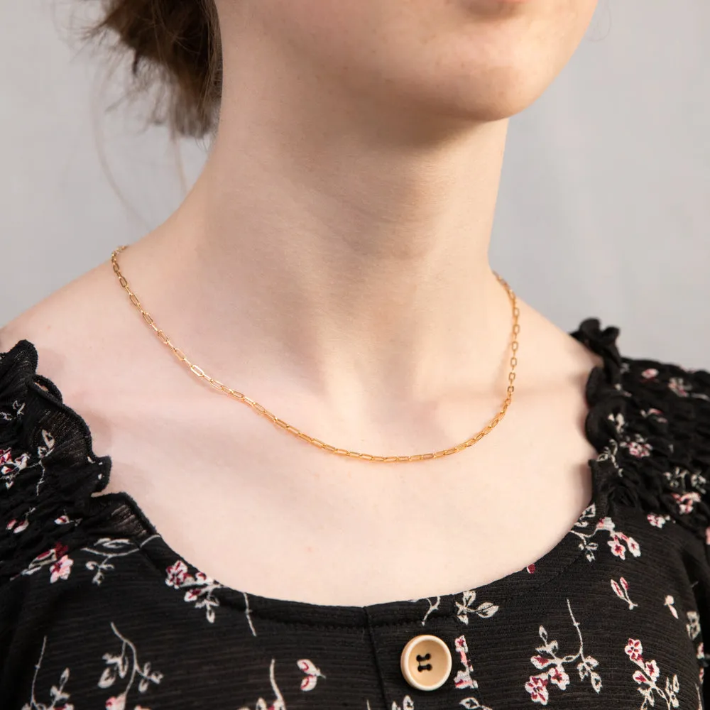 9ct Yellow Gold Small Paperclip 45cm Chain