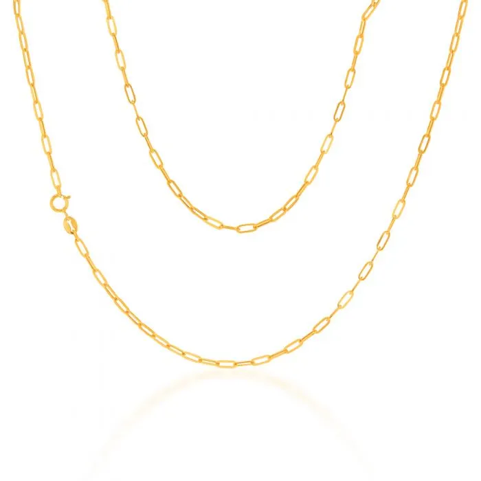 9ct Yellow Gold Small Paperclip 45cm Chain