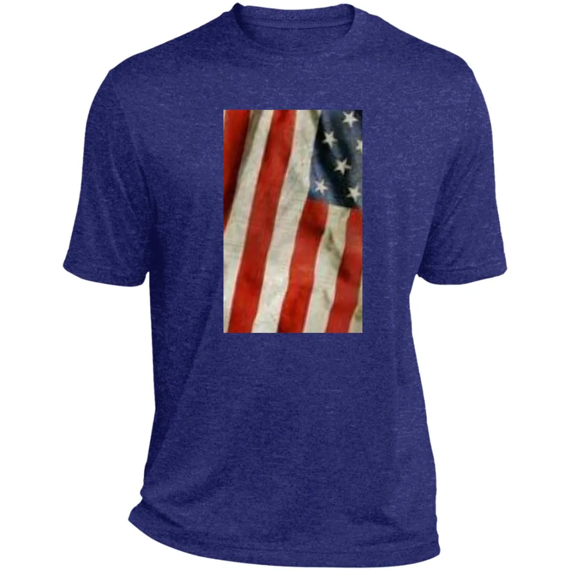 American Flag -- Distressed & Waving -- CLOSEOUT -- Heather Performance Tee