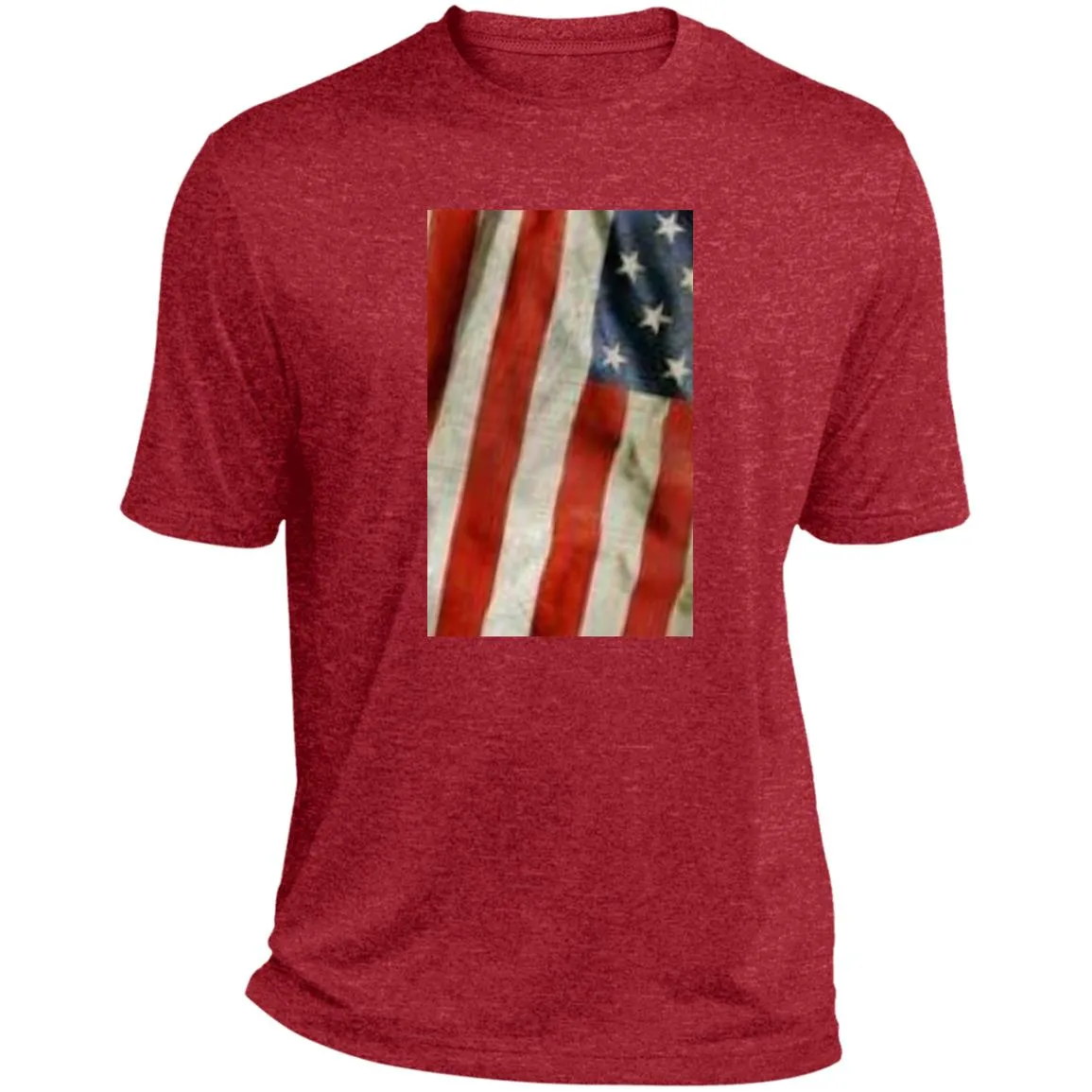 American Flag -- Distressed & Waving -- CLOSEOUT -- Heather Performance Tee