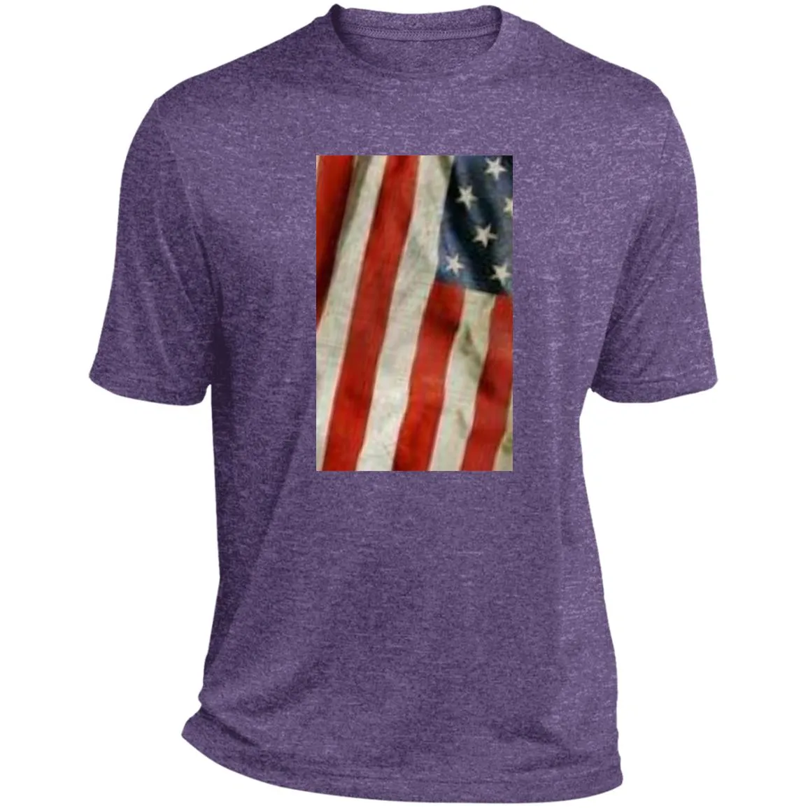 American Flag -- Distressed & Waving -- CLOSEOUT -- Heather Performance Tee