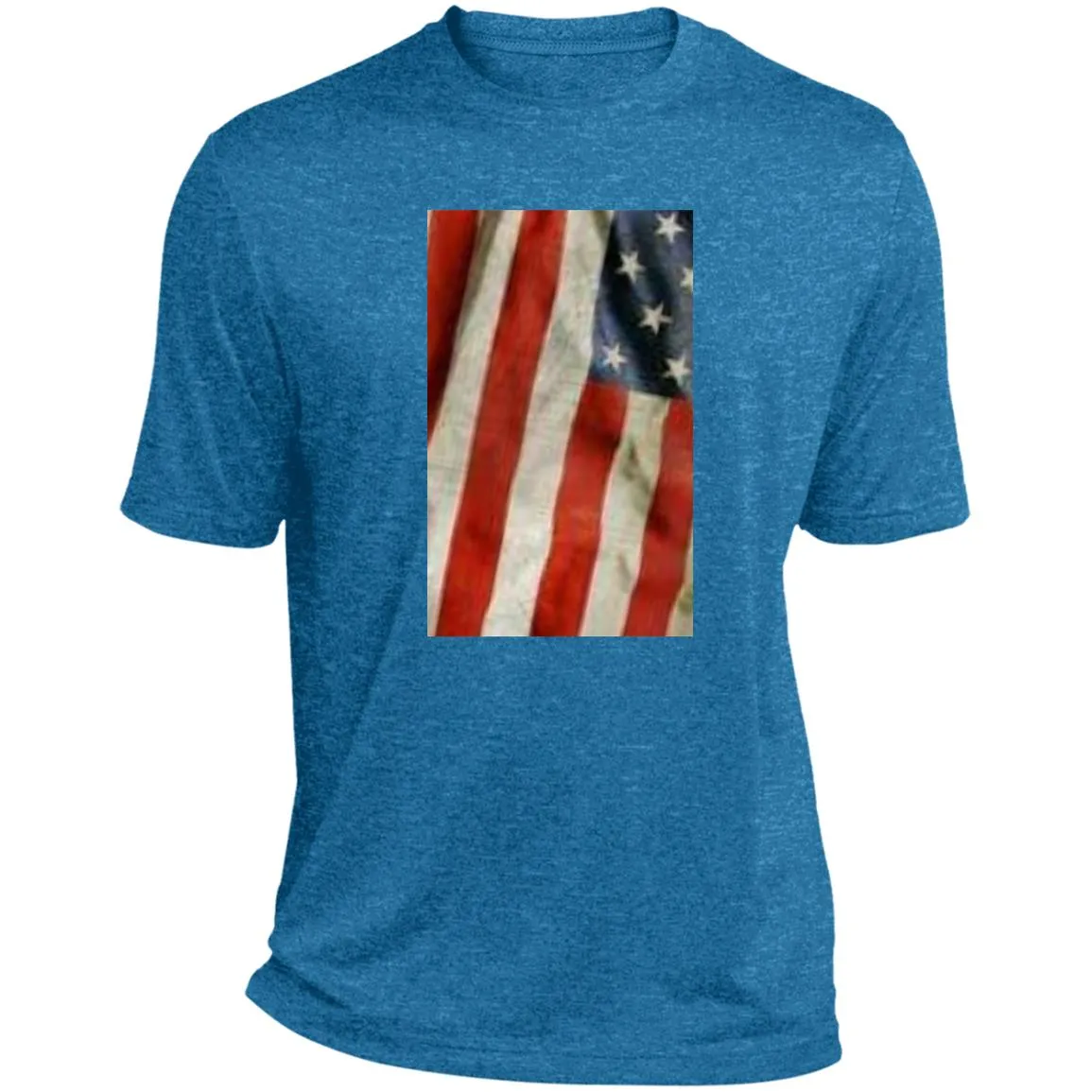 American Flag -- Distressed & Waving -- CLOSEOUT -- Heather Performance Tee