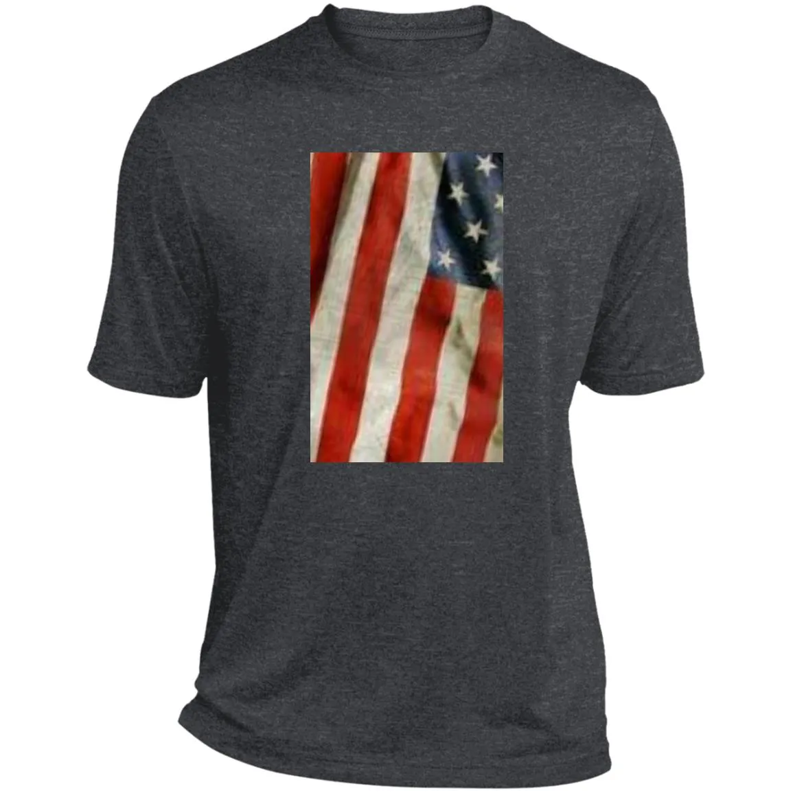 American Flag -- Distressed & Waving -- CLOSEOUT -- Heather Performance Tee