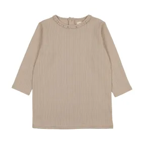Analogie Pointelle T-Shirt Three Quarter Sleeve - Taupe