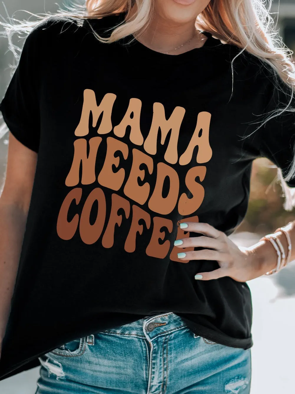 Black COFFEE LOVER Graphic Tee for Busy Moms
