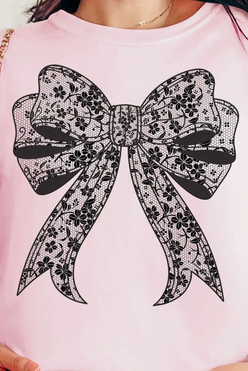 Black Lace Bow Comfort Colors Adult Ring-Spun Cotton Tee