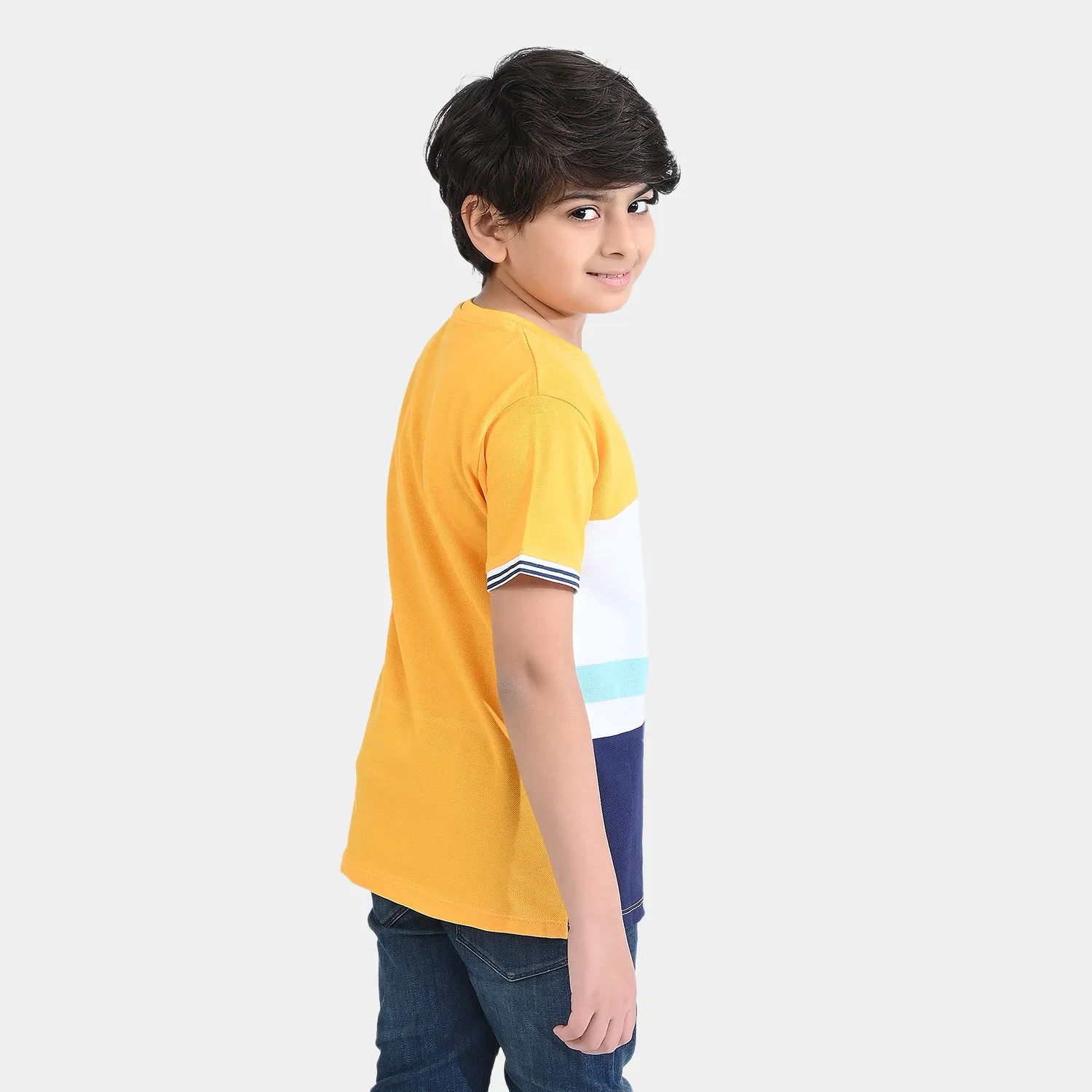 Boys Cotton PK T-Shirt H/S Cut N Sew-Citrus