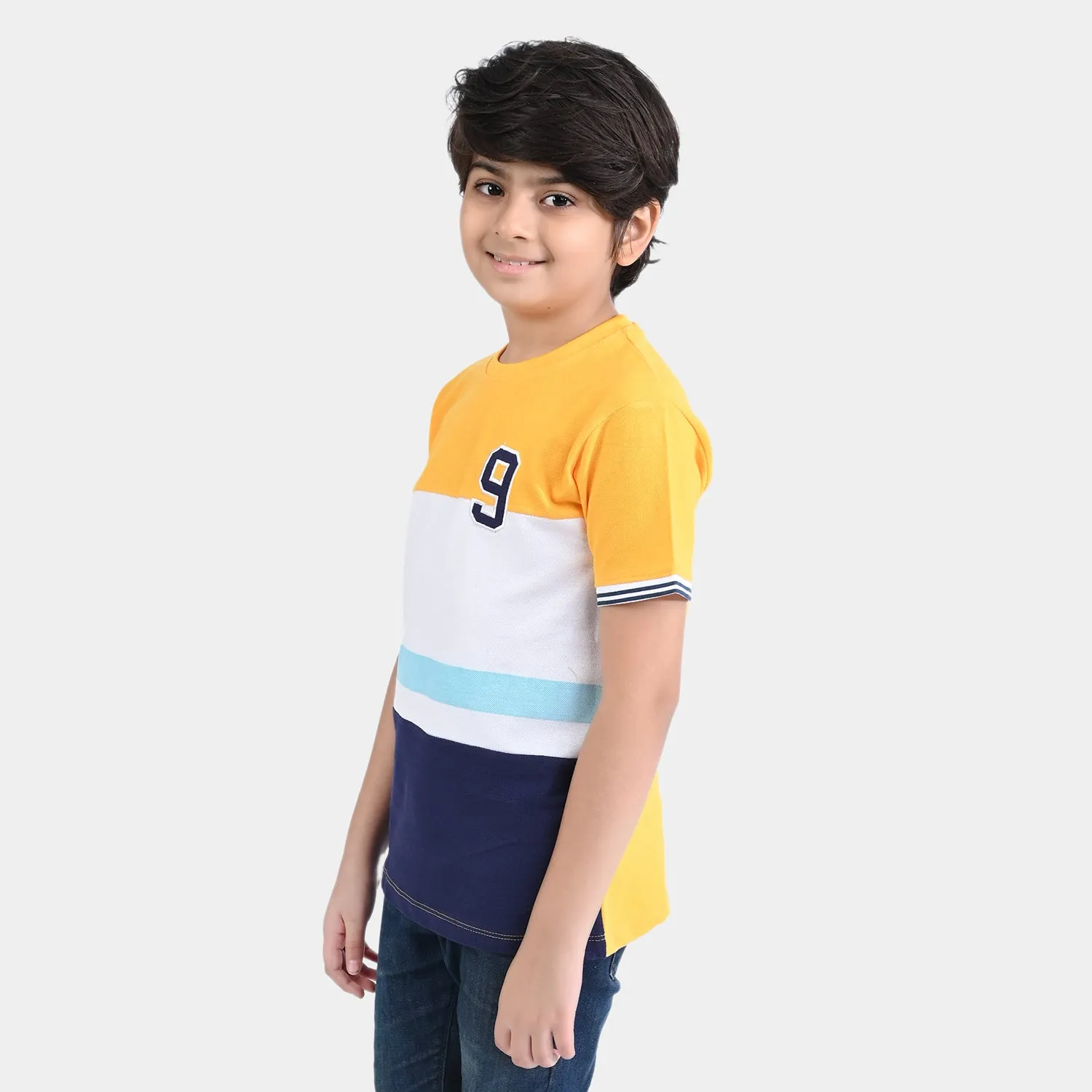 Boys Cotton PK T-Shirt H/S Cut N Sew-Citrus