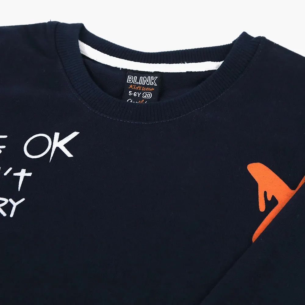 Boys Full Sleeves T-Shirts - Navy Blue