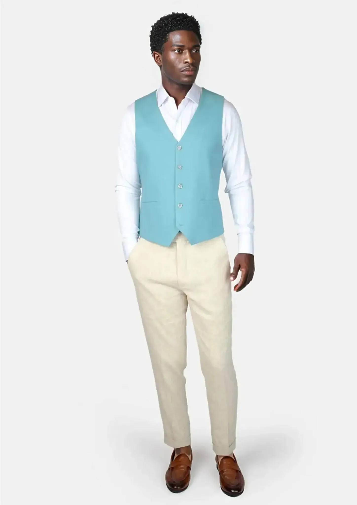 Capri Blue Linen Blend Vest