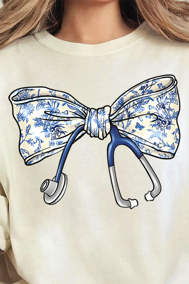Chinoiserie Stethoscope Bow Comfort Colors Adult Ring-Spun Cotton Tee