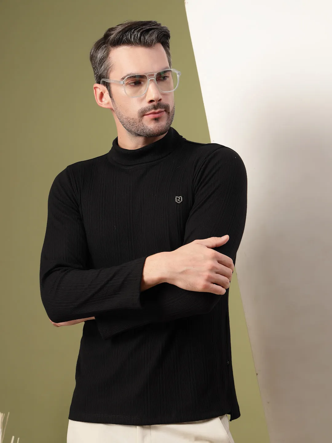 Classic Ribbed Turtleneck T-Shirt
