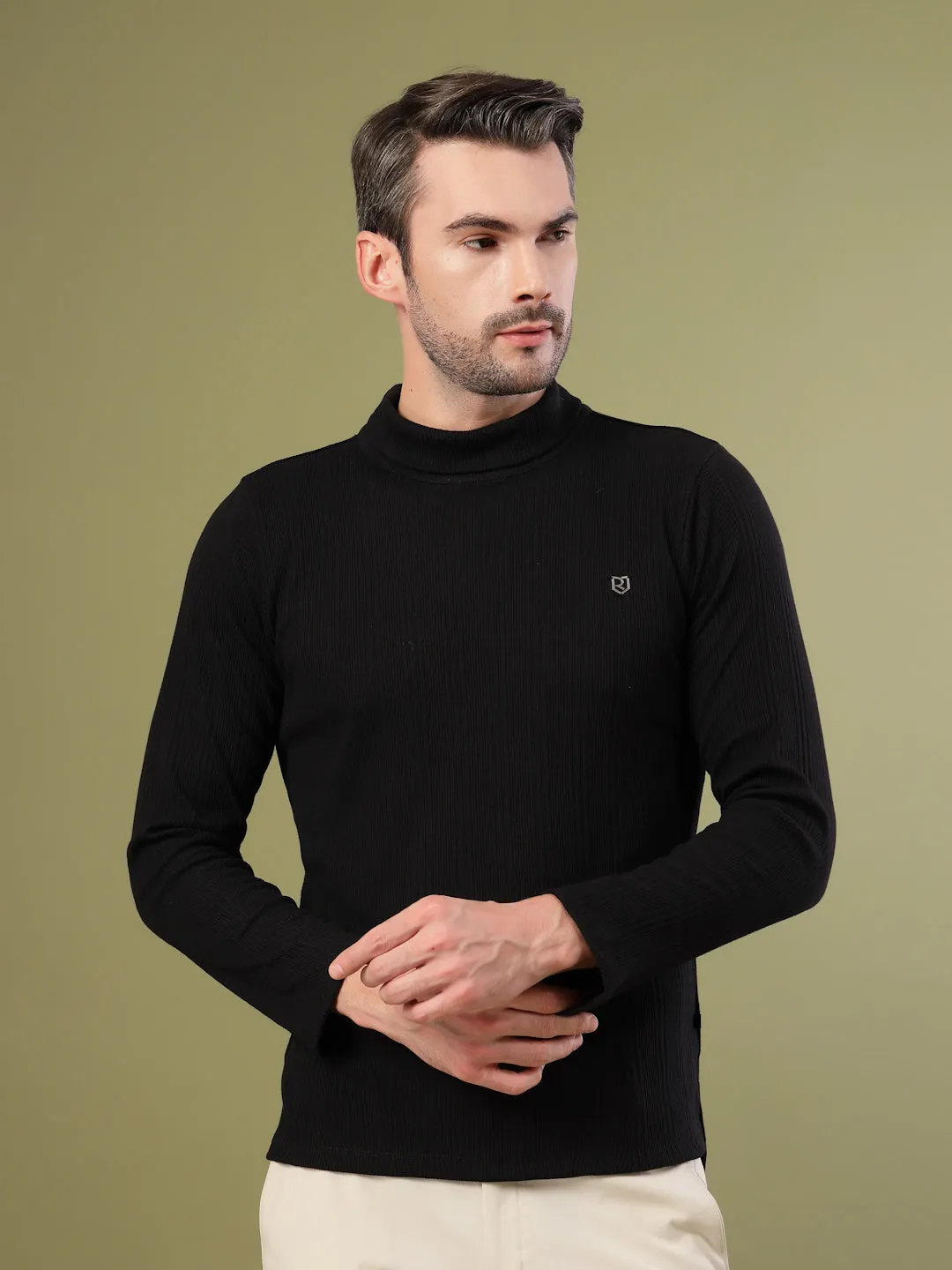 Classic Ribbed Turtleneck T-Shirt