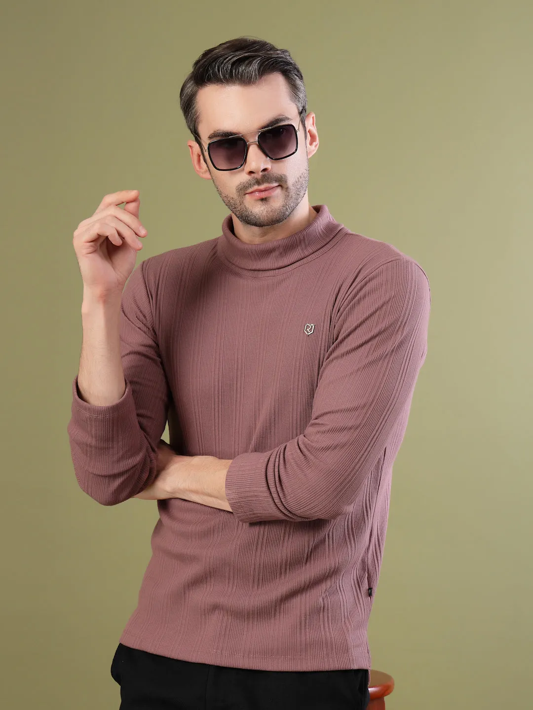Classic Ribbed Turtleneck T-Shirt