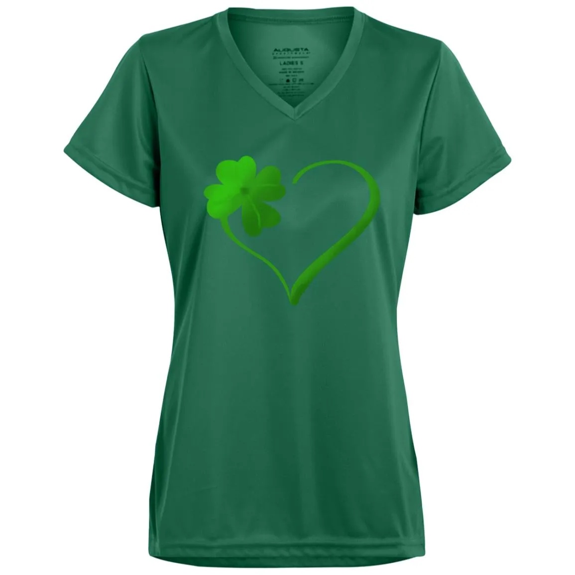 Clover Heart -- Ladies’ Moisture-Wicking V-Neck Tee