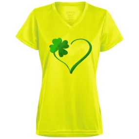 Clover Heart -- Ladies’ Moisture-Wicking V-Neck Tee