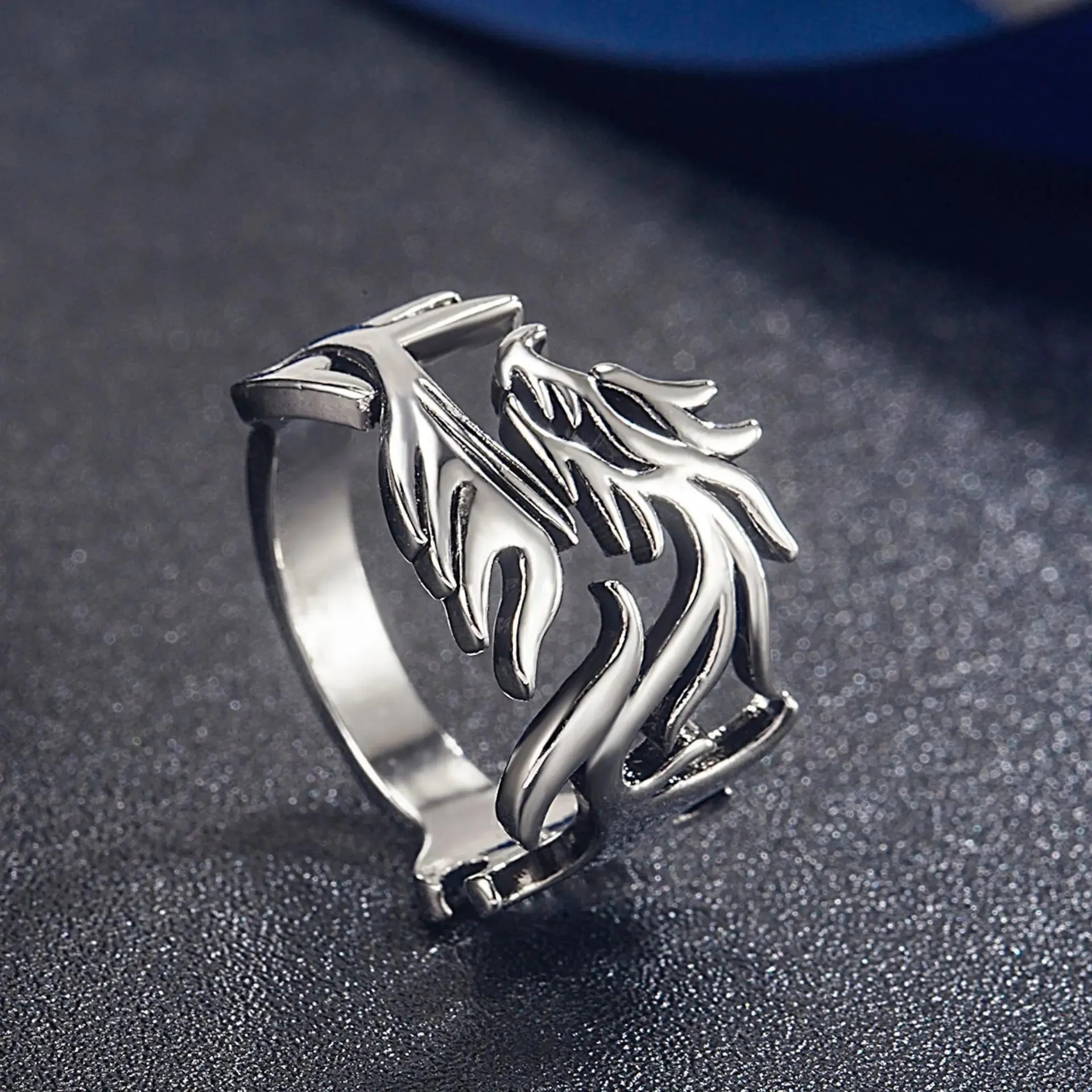 European And American Fashion, Personalized And Versatile, Domineering Flame Dragon Pattern Open Ring, Male Trend Hip-Hop Single
