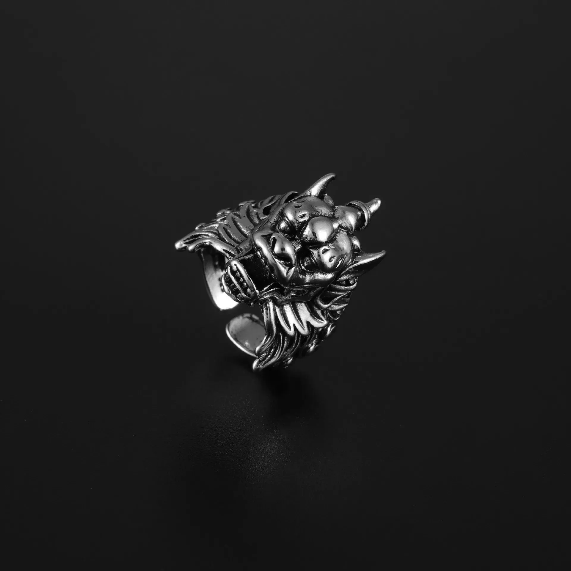 European And American Fashion, Personalized And Versatile, Domineering Flame Dragon Pattern Open Ring, Male Trend Hip-Hop Single