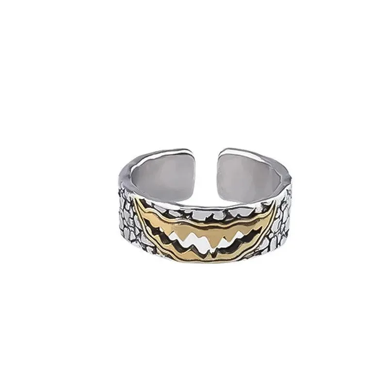 European And American Fashion, Personalized And Versatile, Domineering Flame Dragon Pattern Open Ring, Male Trend Hip-Hop Single