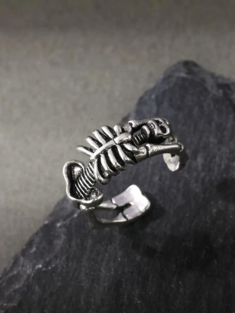 European And American Fashion, Personalized And Versatile, Domineering Flame Dragon Pattern Open Ring, Male Trend Hip-Hop Single
