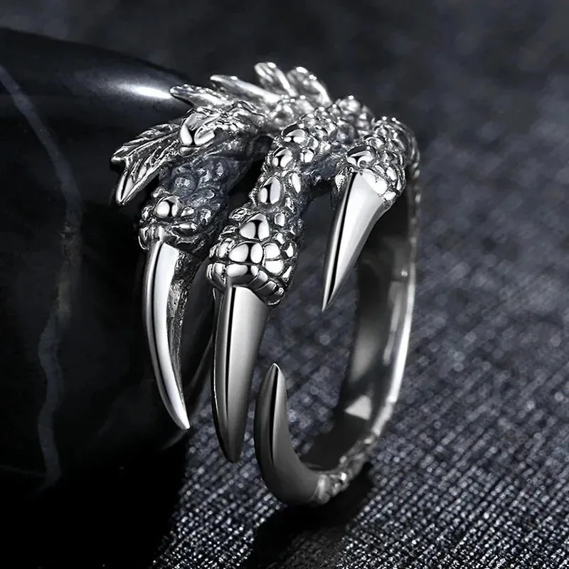 European And American Fashion, Personalized And Versatile, Domineering Flame Dragon Pattern Open Ring, Male Trend Hip-Hop Single