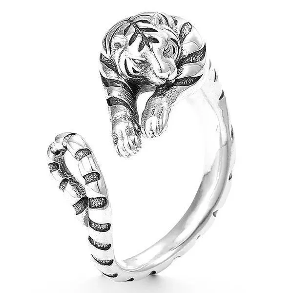 European And American Fashion, Personalized And Versatile, Domineering Flame Dragon Pattern Open Ring, Male Trend Hip-Hop Single