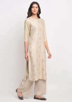 Foil Floral Striped Kurti