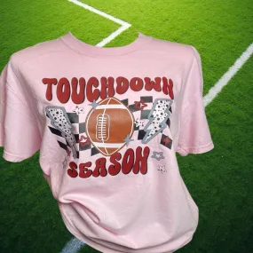 Football Touchdown Season Pink Tee