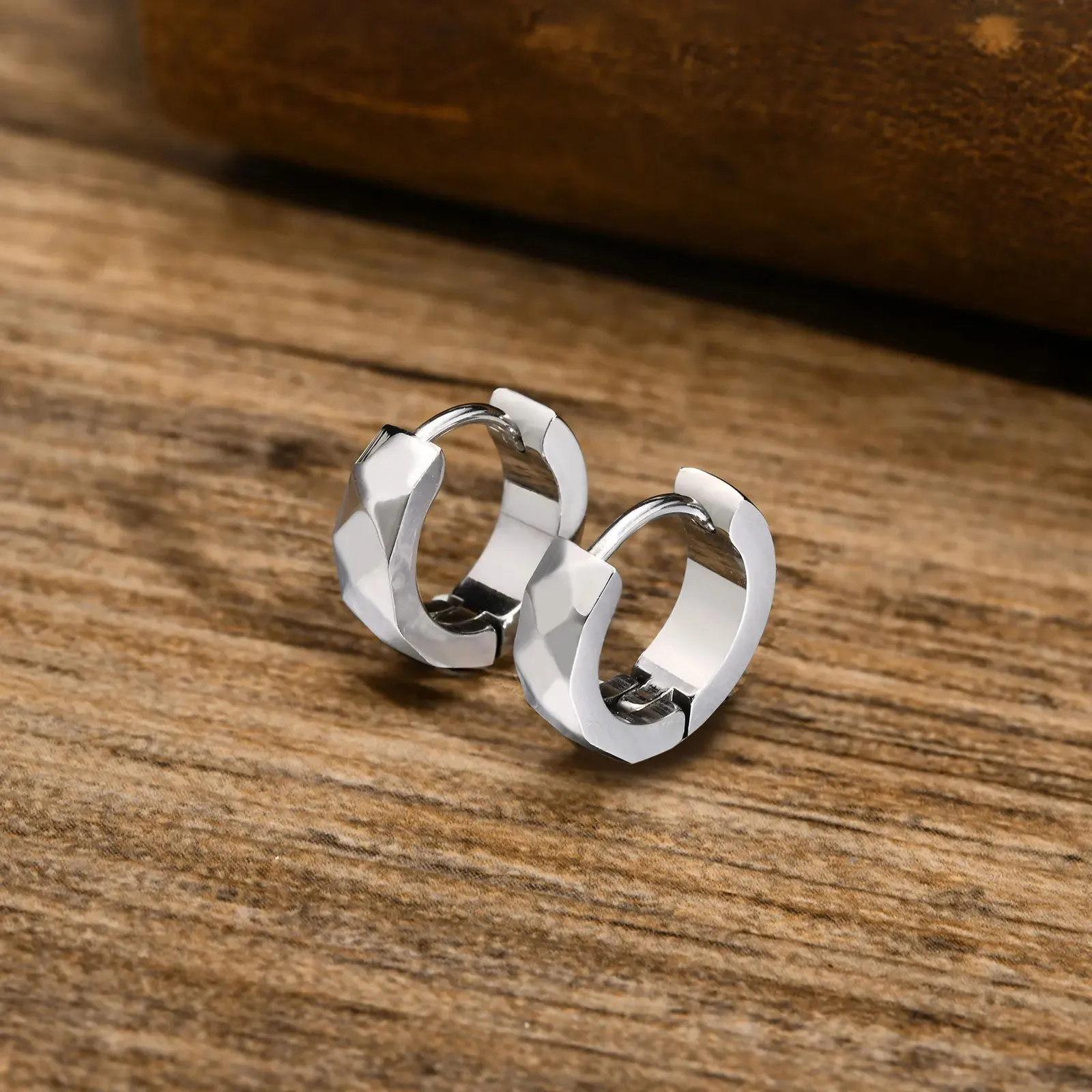 Geometric Huggie Hoop Earrings for men