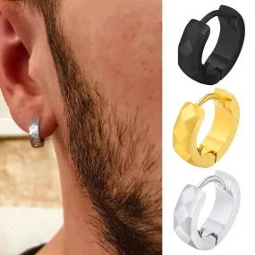 Geometric Huggie Hoop Earrings for men