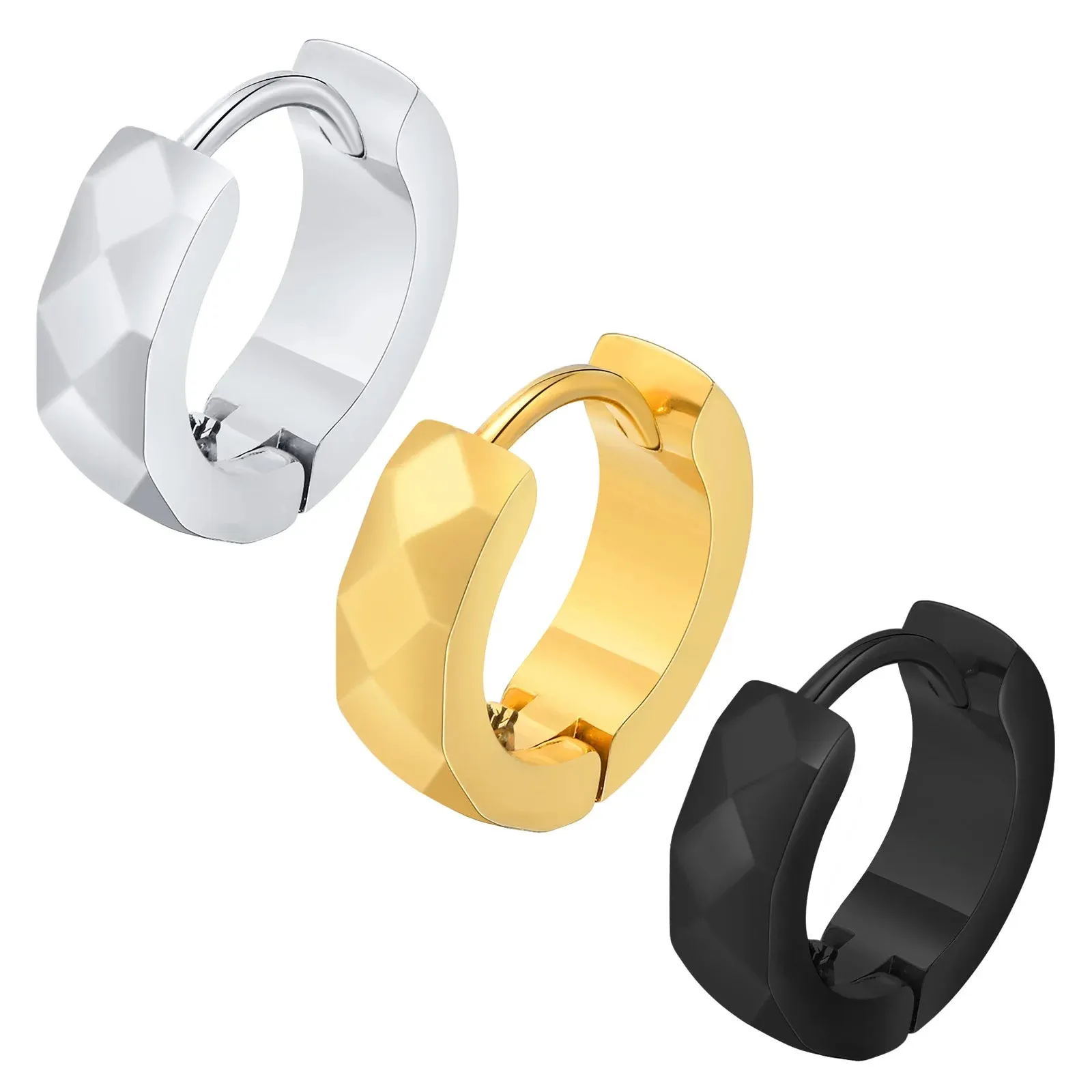 Geometric Huggie Hoop Earrings for men