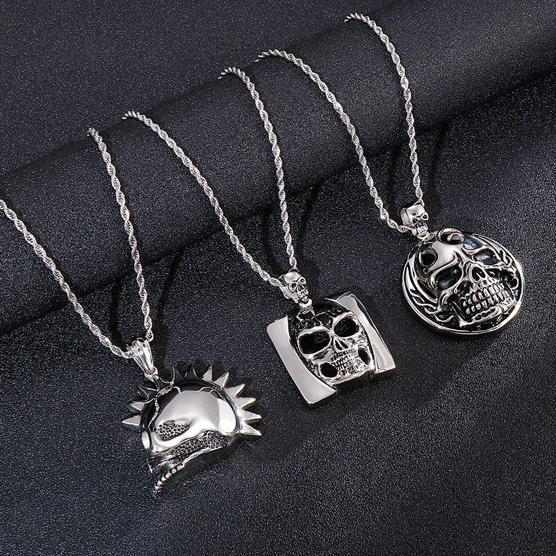 Ghostly Skull Hip-Hop Pendant in Titanium Steel for Men - Retro European and American Style
