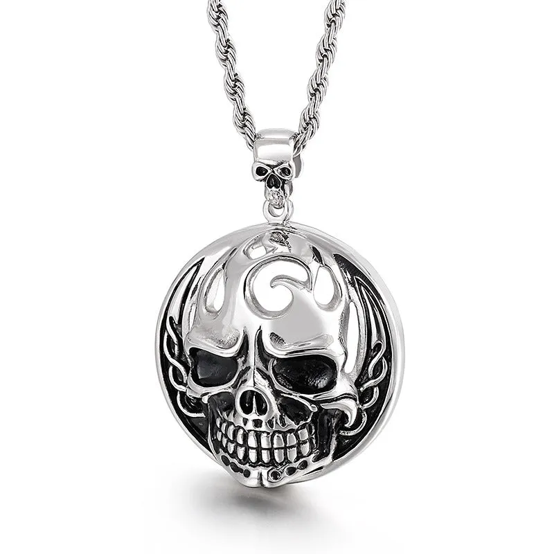 Ghostly Skull Hip-Hop Pendant in Titanium Steel for Men - Retro European and American Style