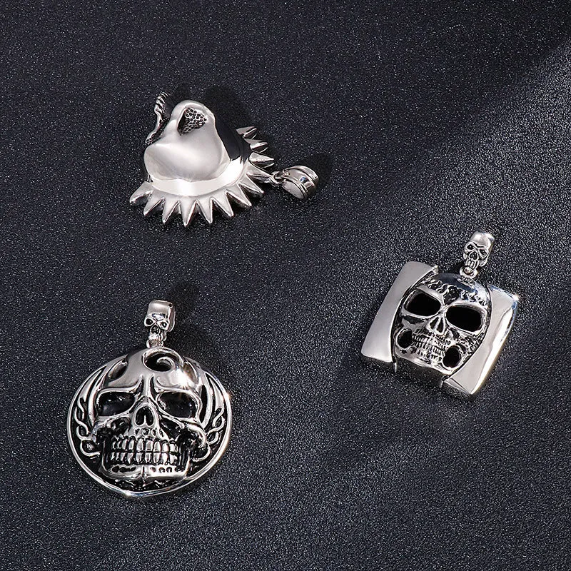 Ghostly Skull Hip-Hop Pendant in Titanium Steel for Men - Retro European and American Style