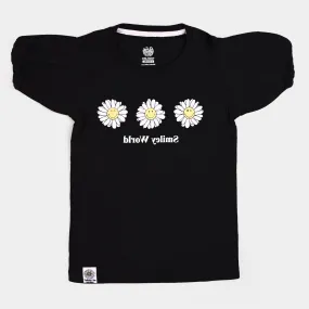Girls T-Shirt Smiley World - Jet Black