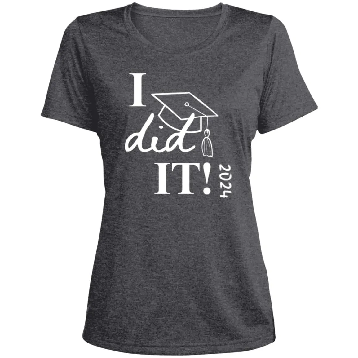 Graduation I did it 2024 CLOSEOUT - LST360 Ladies' Heather Scoop Neck Performance Tee