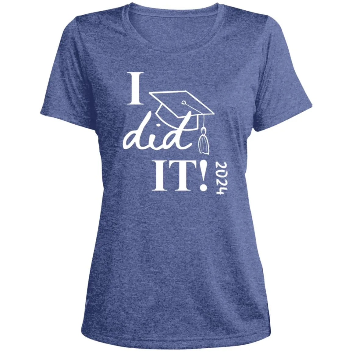 Graduation I did it 2024 CLOSEOUT - LST360 Ladies' Heather Scoop Neck Performance Tee