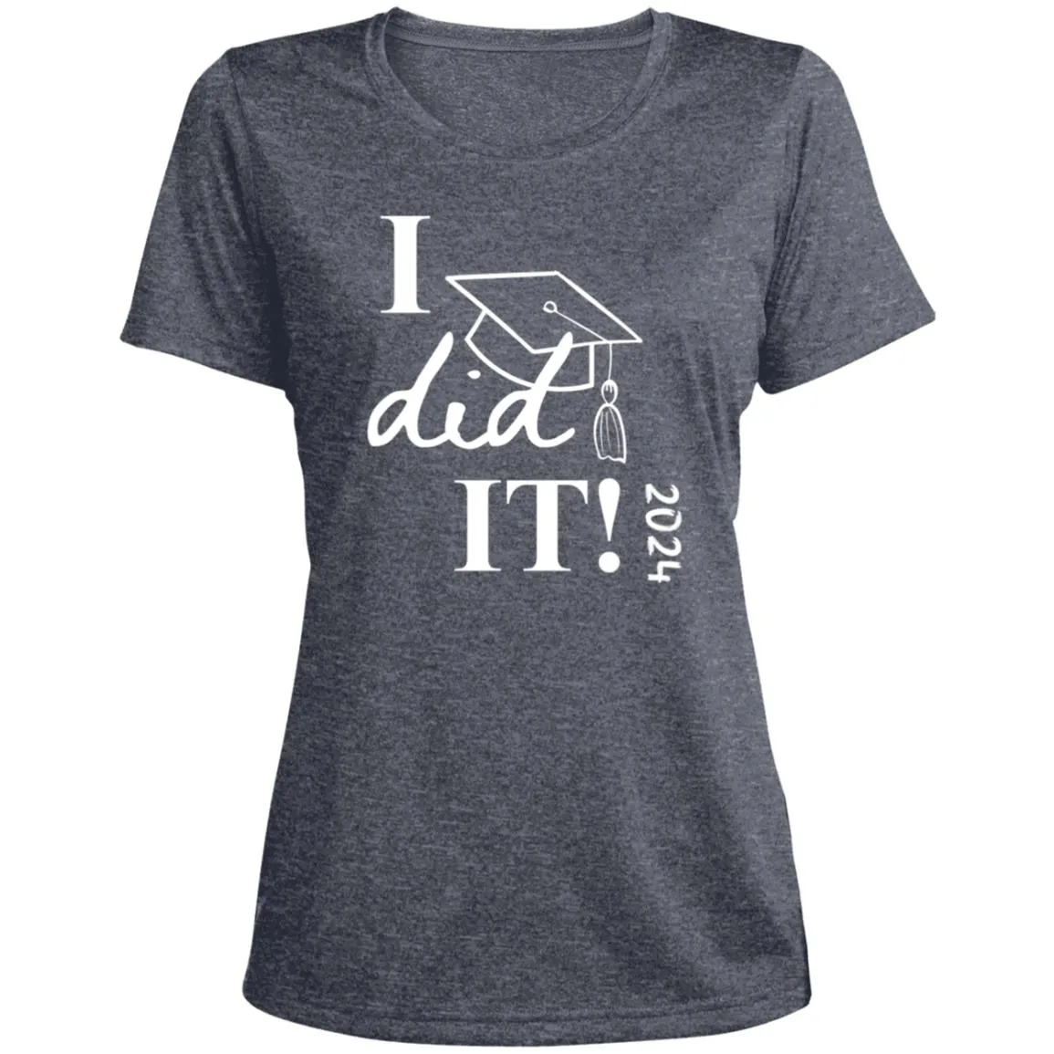 Graduation I did it 2024 CLOSEOUT - LST360 Ladies' Heather Scoop Neck Performance Tee
