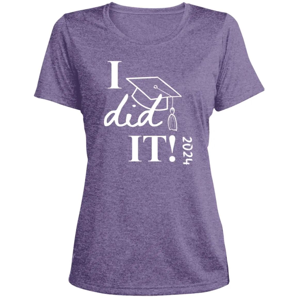 Graduation I did it 2024 CLOSEOUT - LST360 Ladies' Heather Scoop Neck Performance Tee