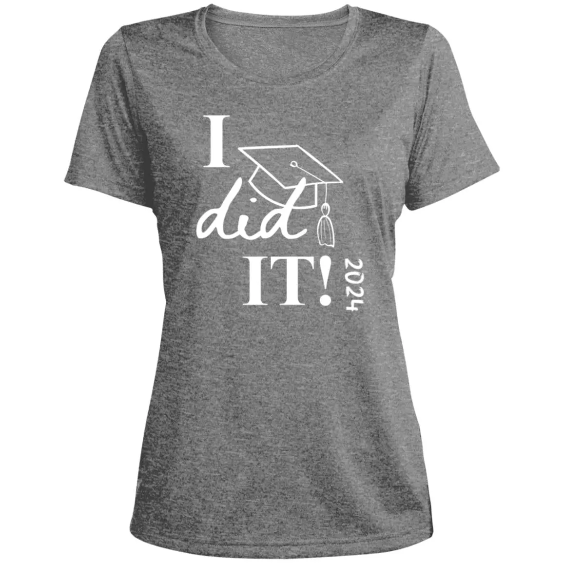 Graduation I did it 2024 CLOSEOUT - LST360 Ladies' Heather Scoop Neck Performance Tee