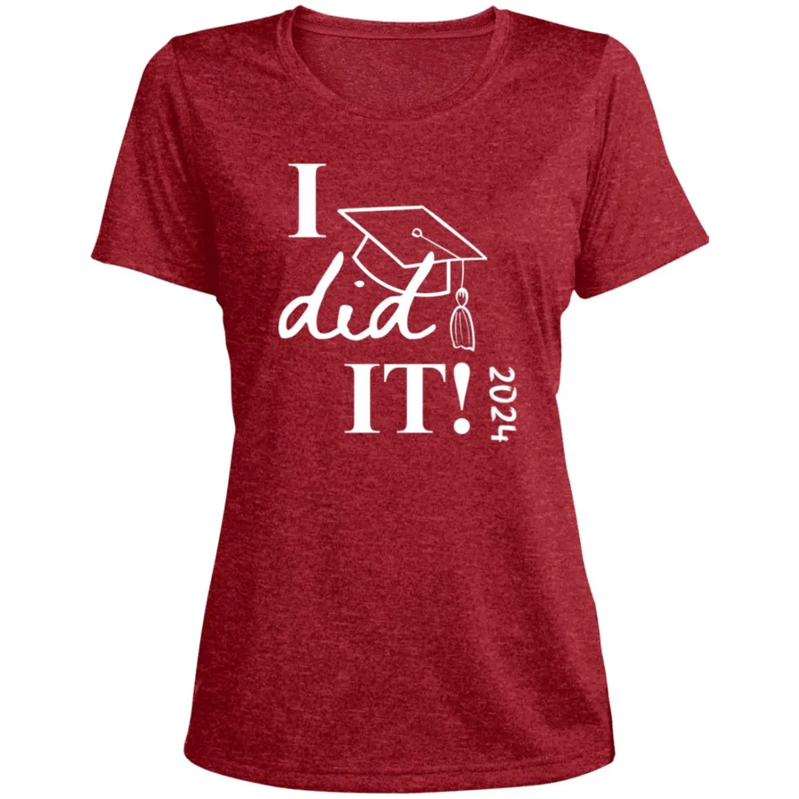 Graduation I did it 2024 CLOSEOUT - LST360 Ladies' Heather Scoop Neck Performance Tee