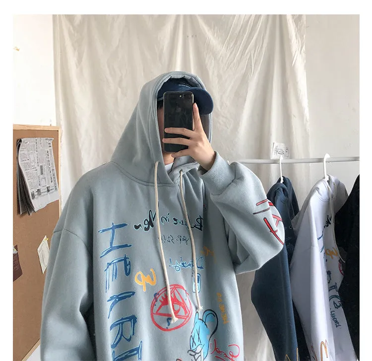 Graffiti Sweatshirt Hooded INS Hip-Hop Hip-Hop Loose Trendy All-Matching Outerwear