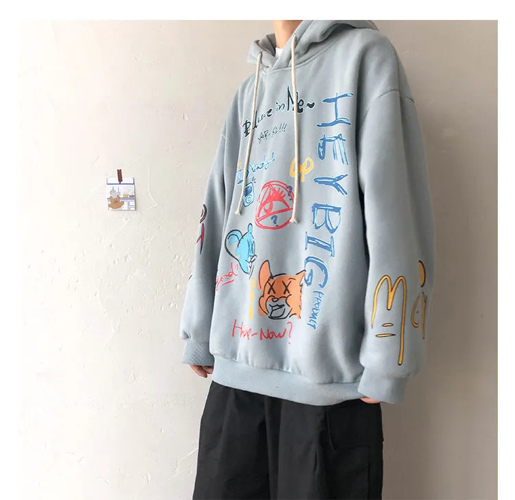 Graffiti Sweatshirt Hooded INS Hip-Hop Hip-Hop Loose Trendy All-Matching Outerwear