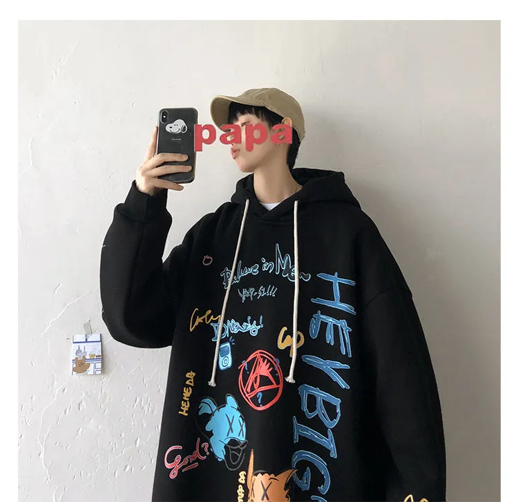 Graffiti Sweatshirt Hooded INS Hip-Hop Hip-Hop Loose Trendy All-Matching Outerwear