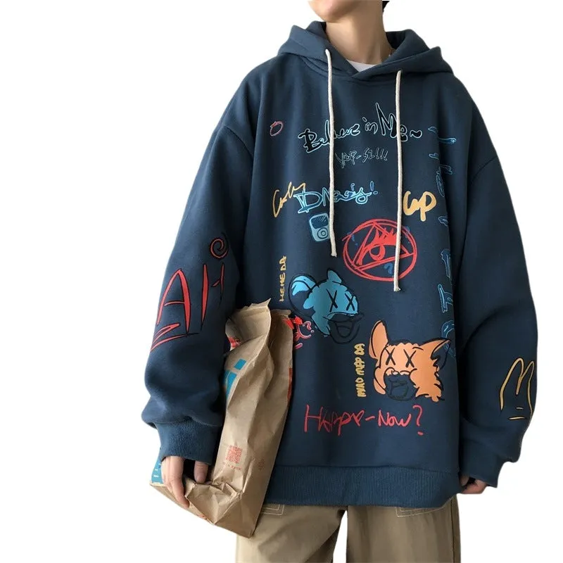 Graffiti Sweatshirt Hooded INS Hip-Hop Hip-Hop Loose Trendy All-Matching Outerwear