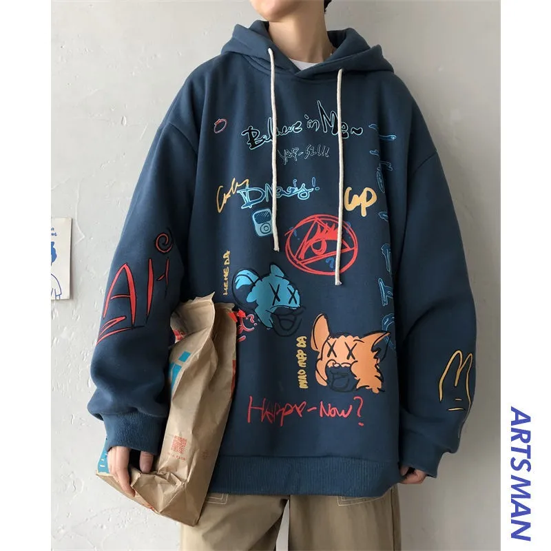 Graffiti Sweatshirt Hooded INS Hip-Hop Hip-Hop Loose Trendy All-Matching Outerwear