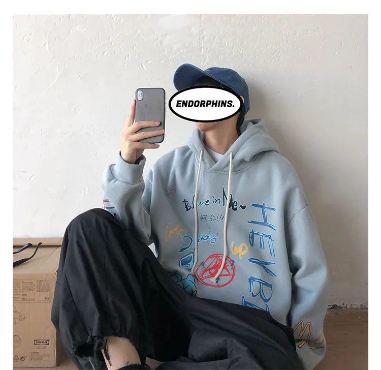 Graffiti Sweatshirt Hooded INS Hip-Hop Hip-Hop Loose Trendy All-Matching Outerwear