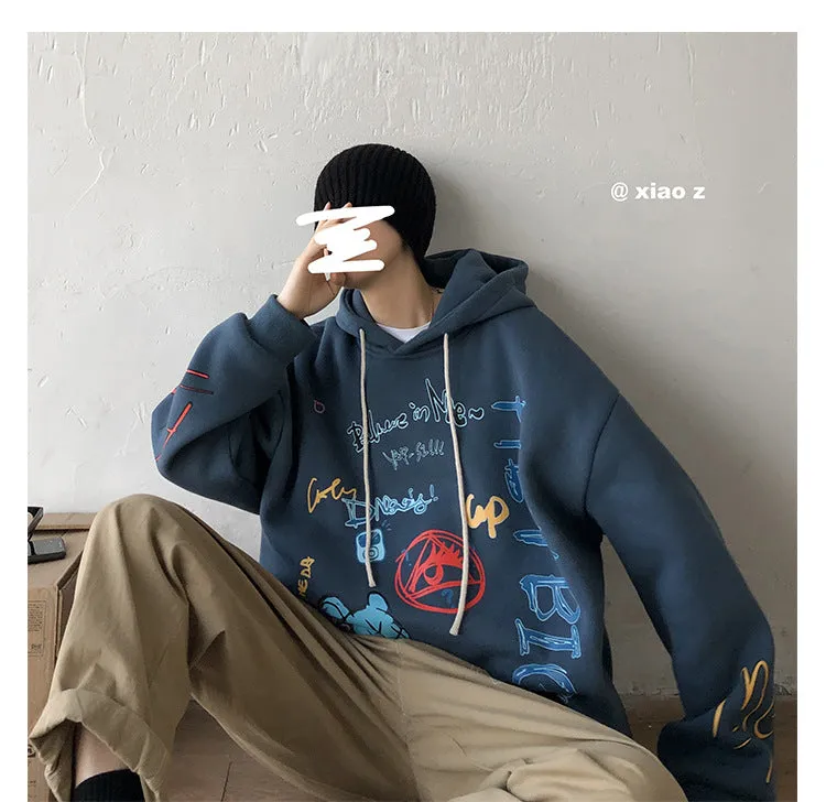 Graffiti Sweatshirt Hooded INS Hip-Hop Hip-Hop Loose Trendy All-Matching Outerwear