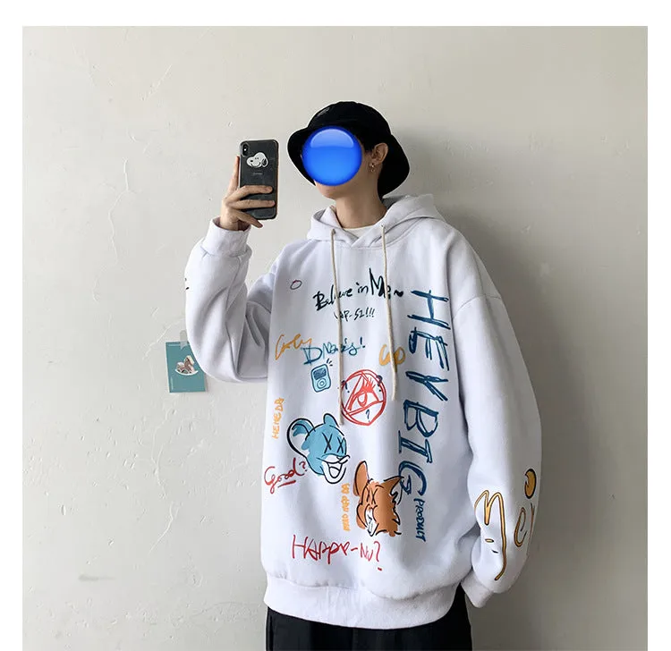 Graffiti Sweatshirt Hooded INS Hip-Hop Hip-Hop Loose Trendy All-Matching Outerwear